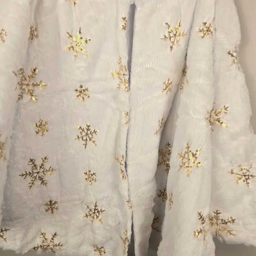 Christmas Tree Skirt White Gold Faux Fur 21
